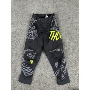 Thor Pants Youth 24 Black Graphic Motocross BMX Dirt Bike Riding Offroad MX